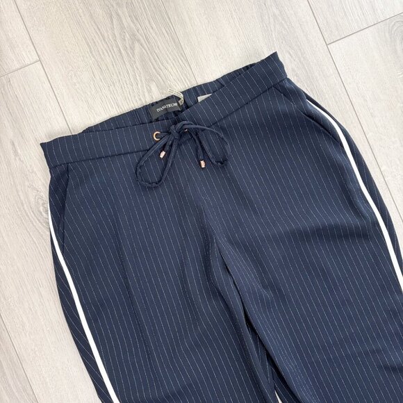 Ivanka Trump Womens Small Navy  Blue Pinstriped Cropped Pants Trousers - Picture 2 of 4